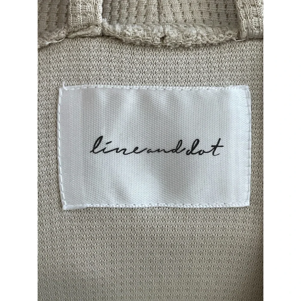 Line and Dot Waffle‎ Knit Robe L/XL Beige Resort Coastal Pockets Lounge Comfort